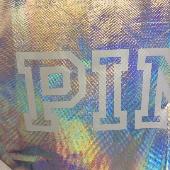 NWT VICTORIAS SECRET PINK HOLOGRAPHIC REUSABLE LARGE TOTE NWT - Picture 4 of 7